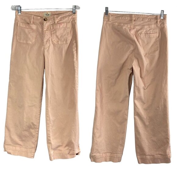 MARINE LAYER Women Wide Leg Pants Sz 6 Peach High Waist Cropped Jeans 30-2 - Picture 1 of 15